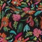 1 Yard Linen and Rayon Woven Pink, Blue, and Black Floral Confetti Fete Print